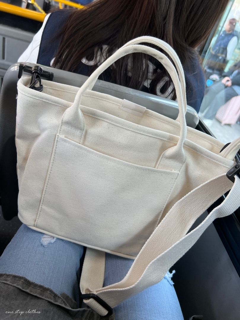 正韓清新簡約挺版帆布手提肩背包 (白)