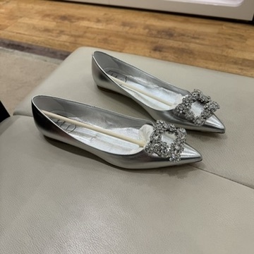 Roger Vivier RV flower strass flats silver