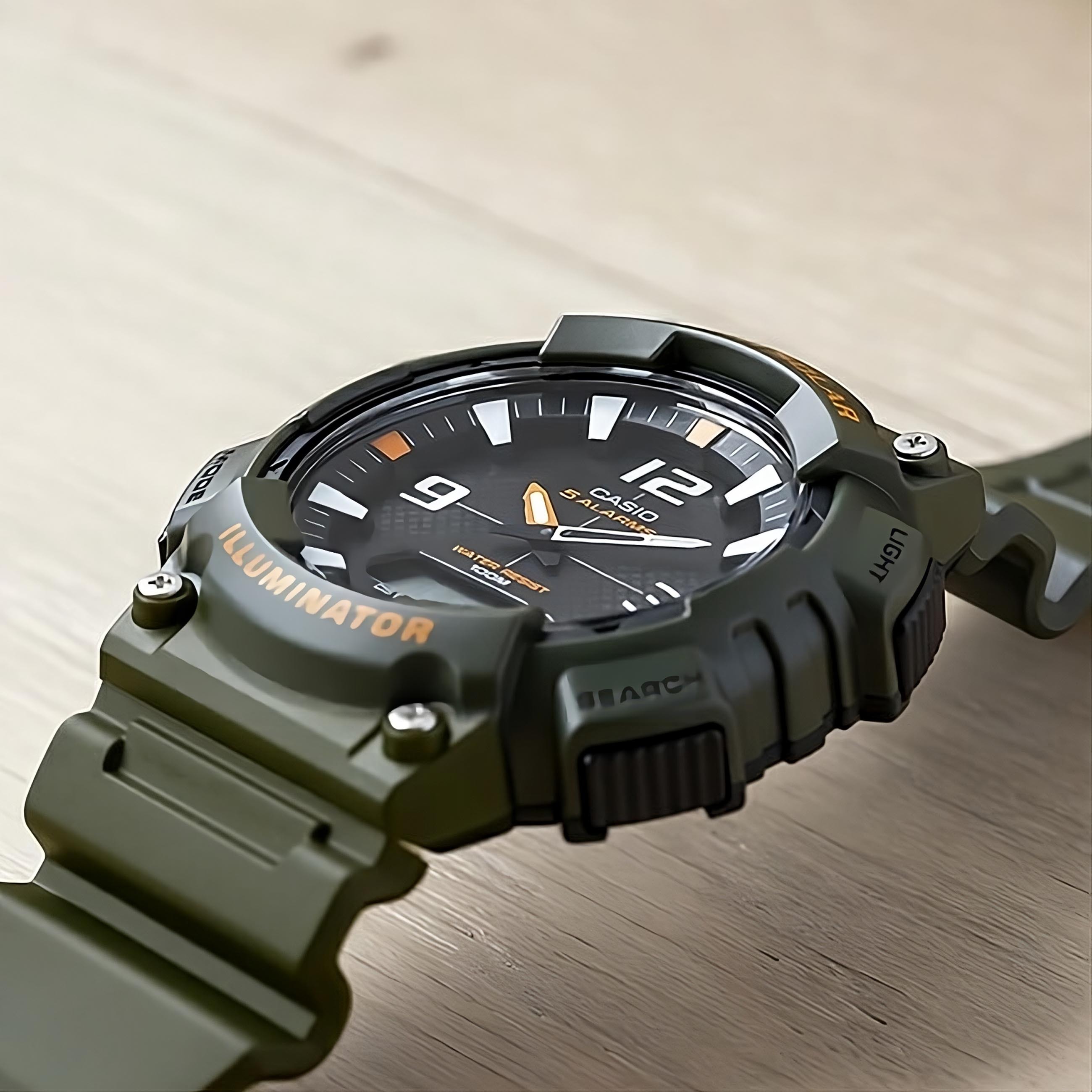 Casio AQS810W-3AV, Digital/Analog Combo, Solar,5 Alarms, Green Resin,Illuminator FULL REVIEW CASIO TOUGH SOLAR AQ-S810W-3A GREEN ARMY COLOR  main image 2