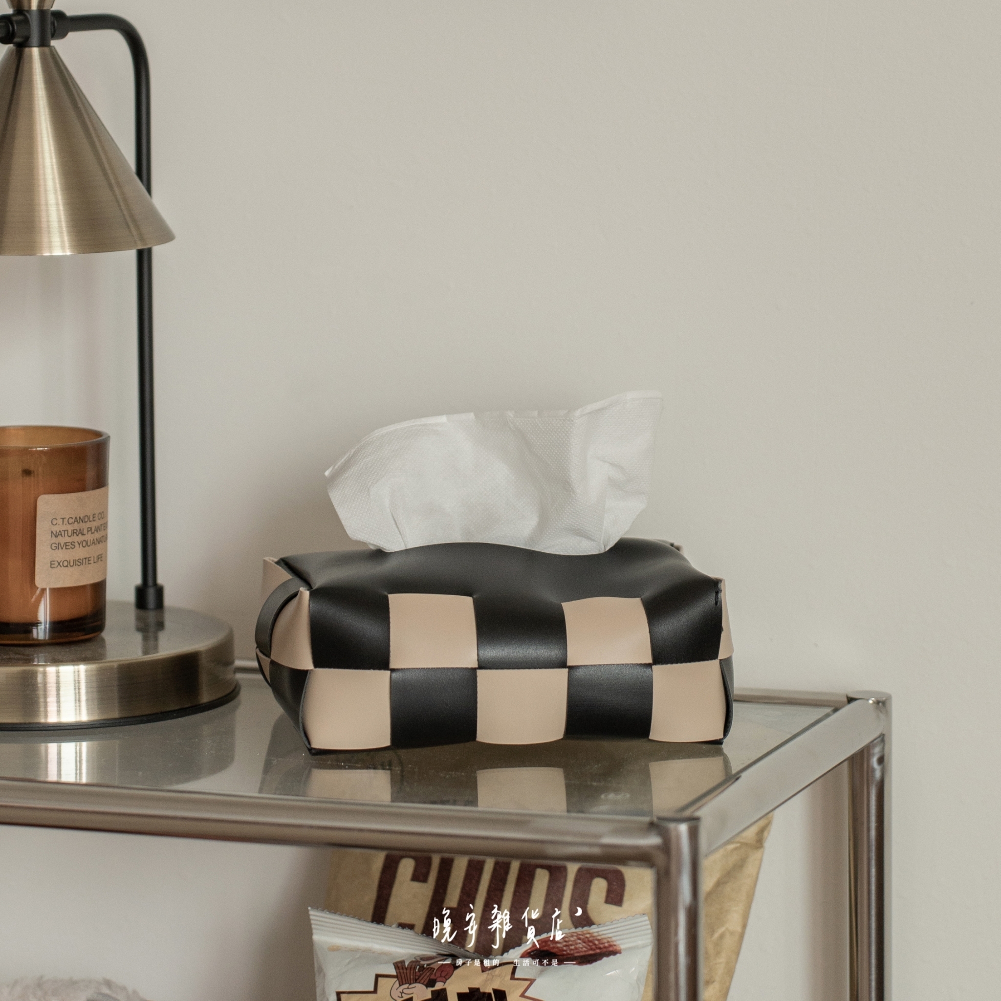 【黑白棋盤格】衛生紙盒