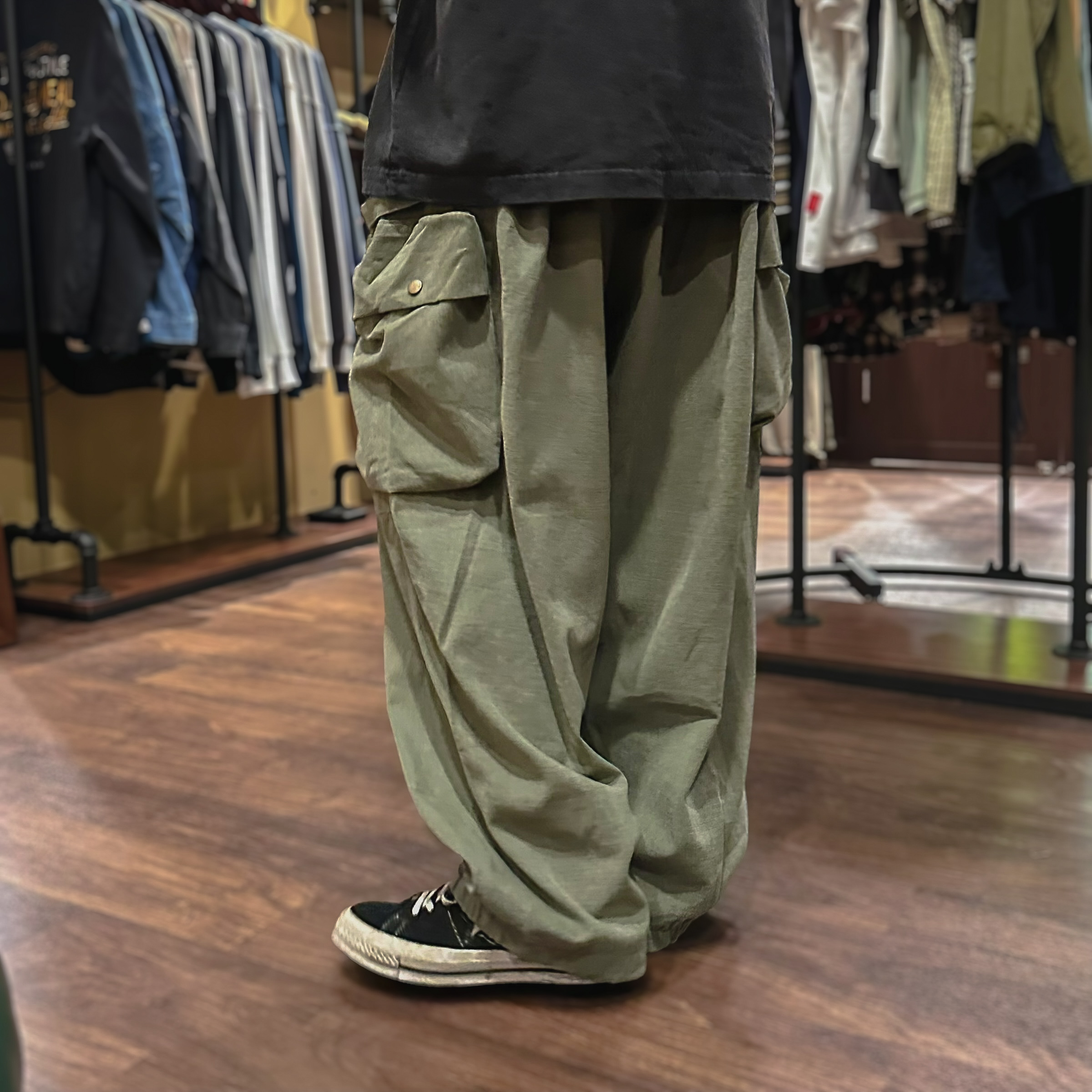 立體口袋廓型縮口長褲