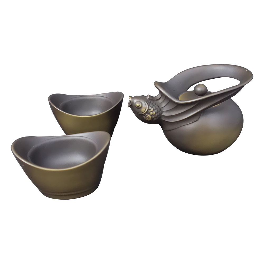 意象金雞蛋紫砂茶具組｜1壺2杯禮盒 招財開運收藏送禮首選