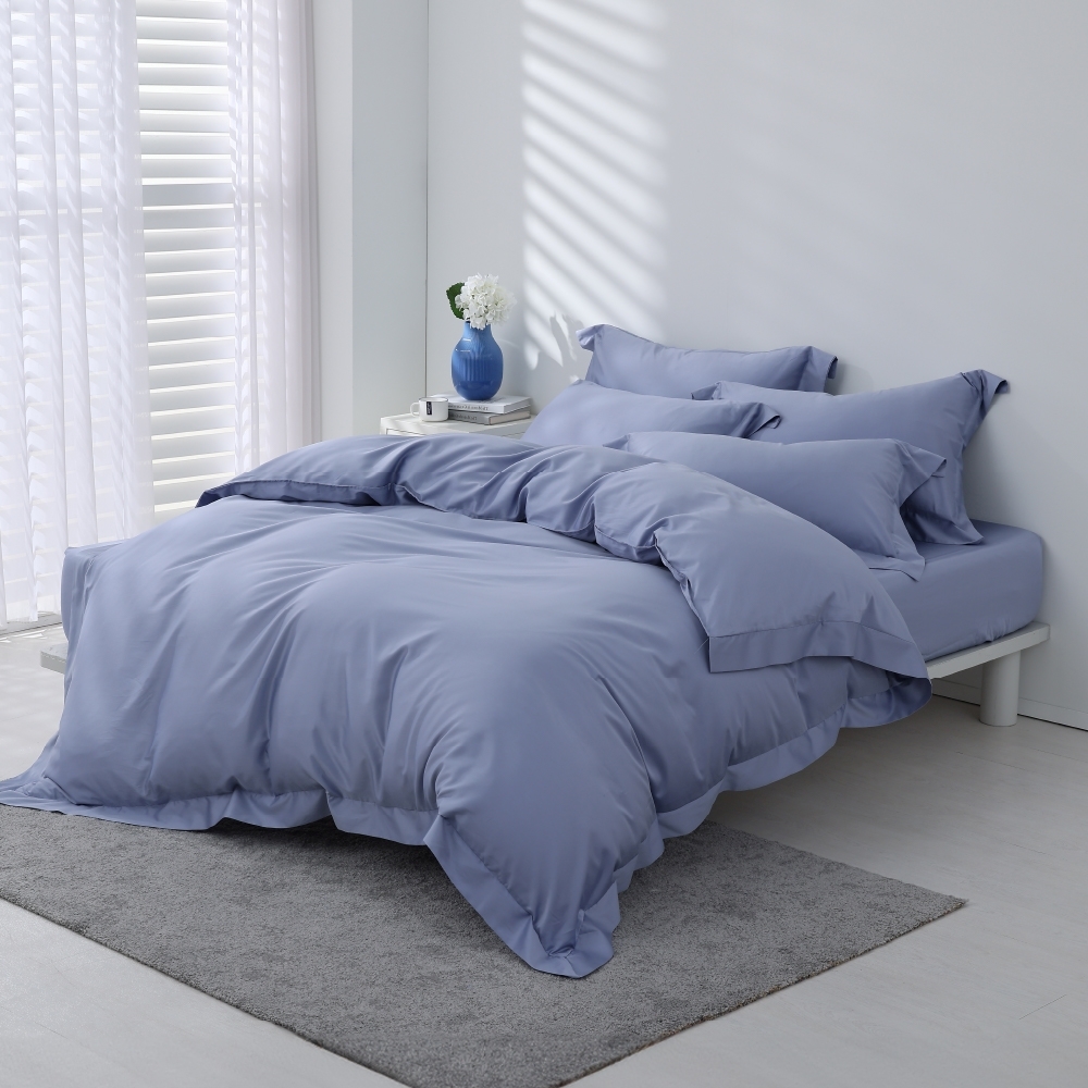 800織長絨棉｜100%純棉｜月空藍｜床包被套組