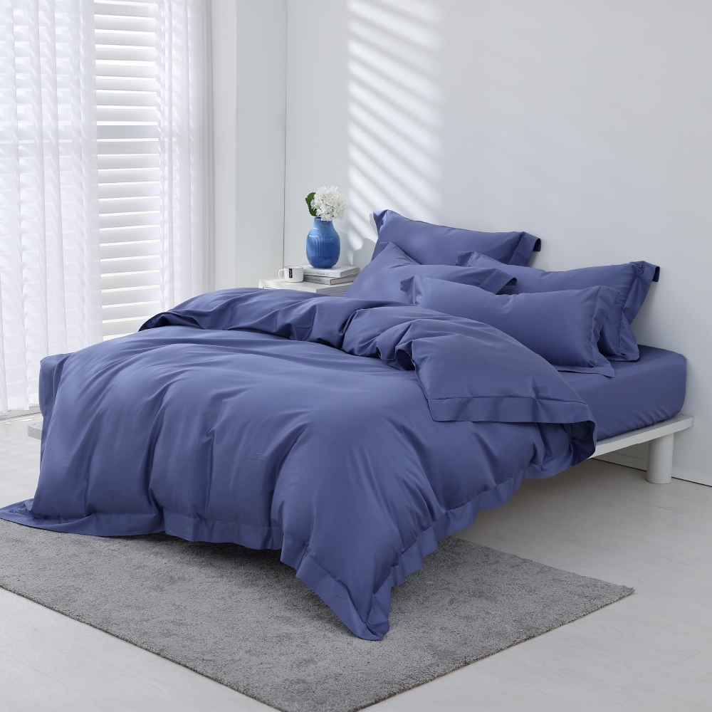 800織長絨棉｜100%純棉｜法式藍｜床包被套組