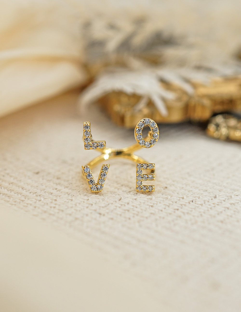 字母水鑽LOVE可調式戒指