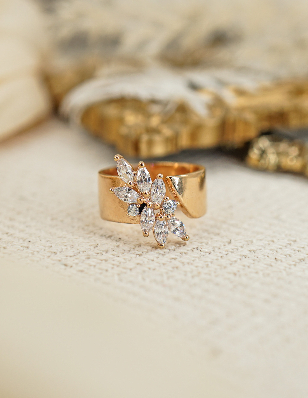 寬版葉片可調式戒指✦玫瑰金