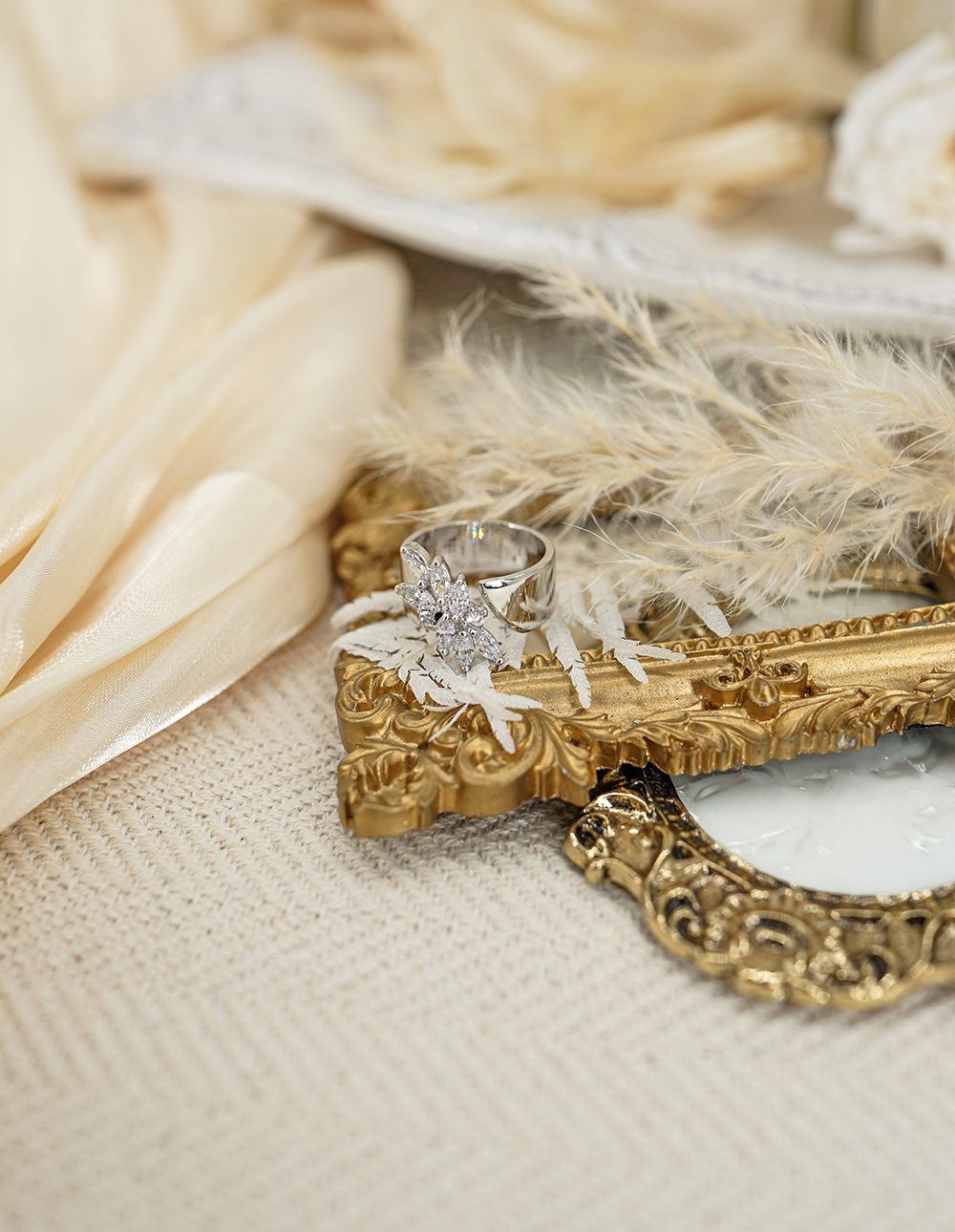 寬版葉片可調式戒指✦銀