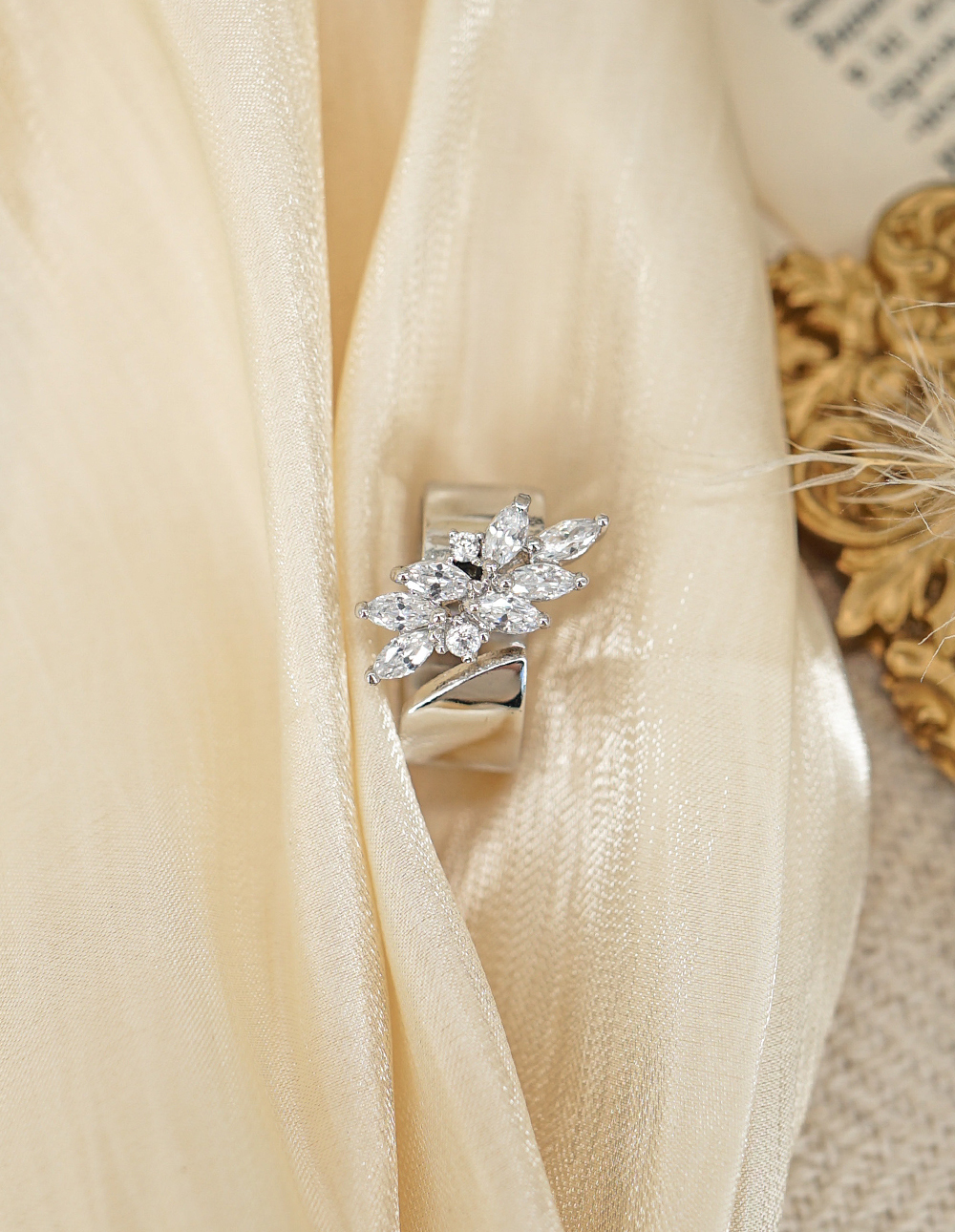 寬版葉片可調式戒指✦銀