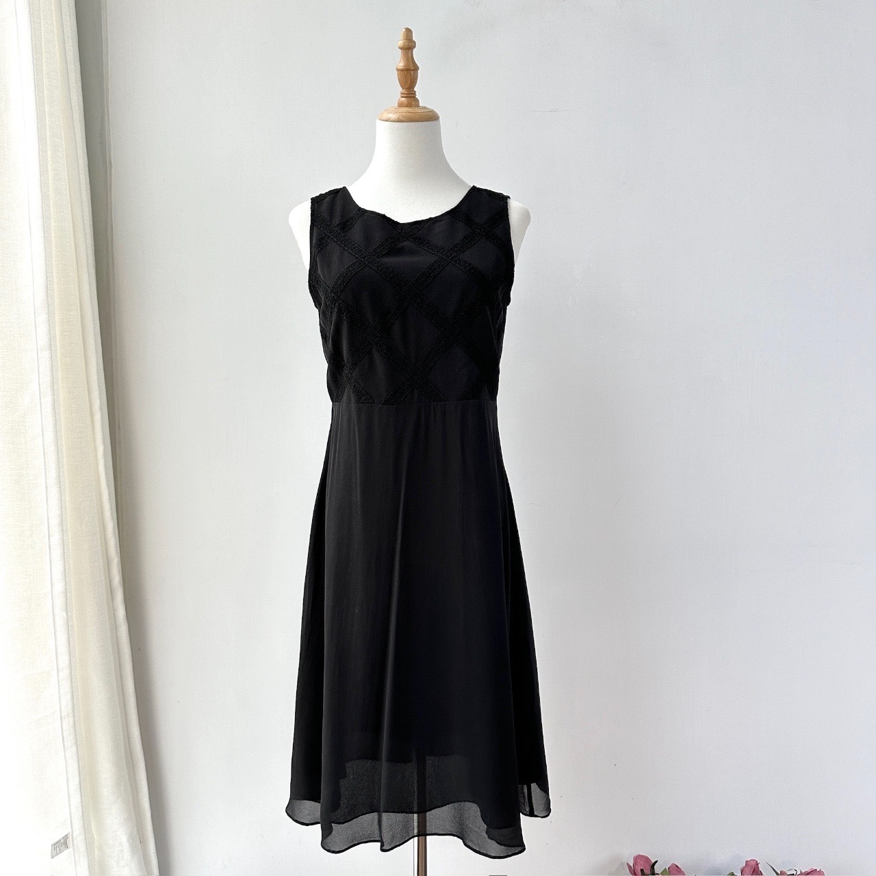 Laura Ashley優雅絲質格紋背心連身裙