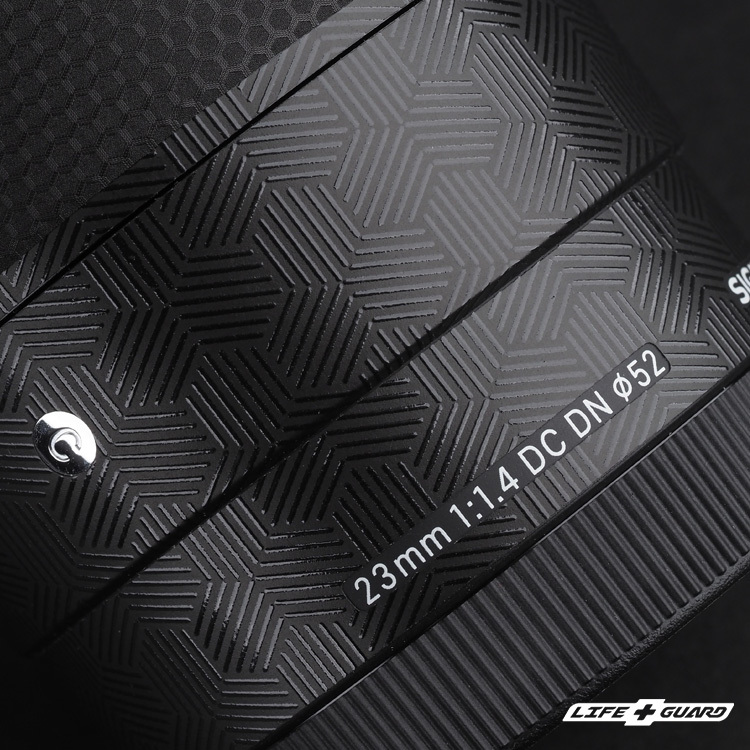 LIFE+GUARD 鏡頭貼膜安裝示意，適用 SIGMA 23mm F1.4