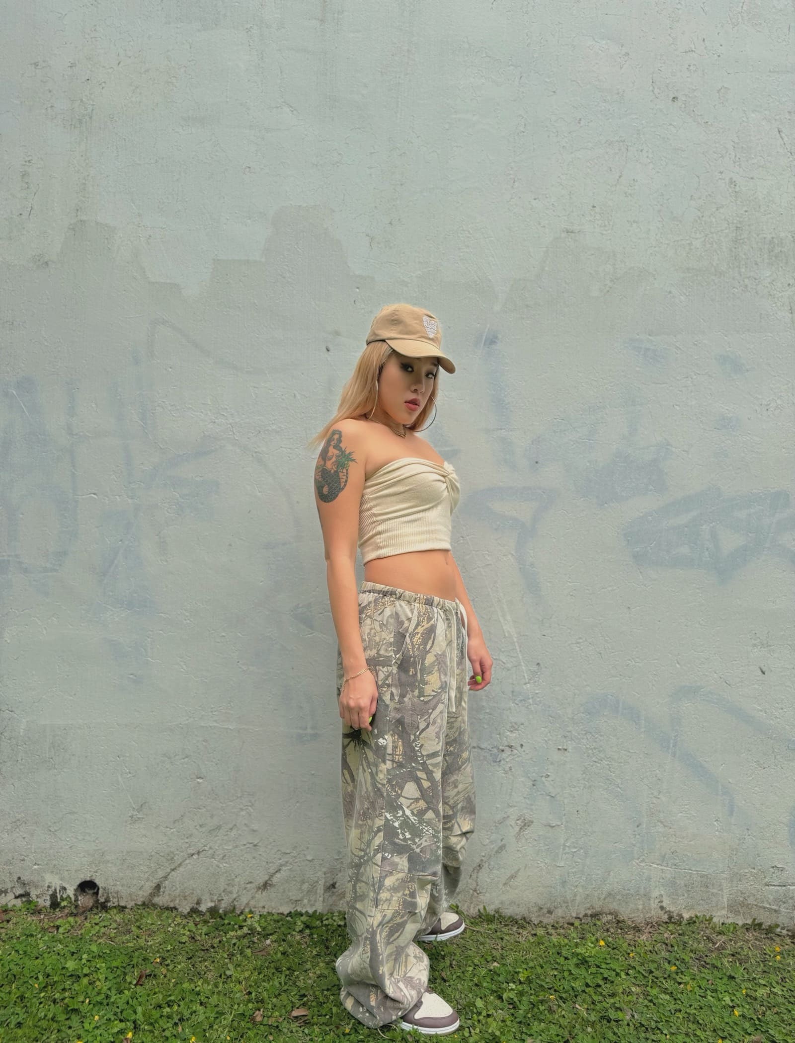 美式針織扭結平口上衣(2色)