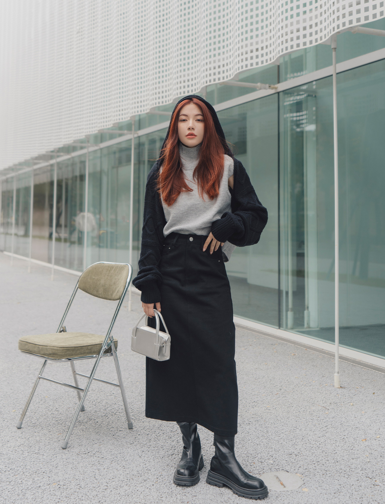 慵懶連帽披肩外套