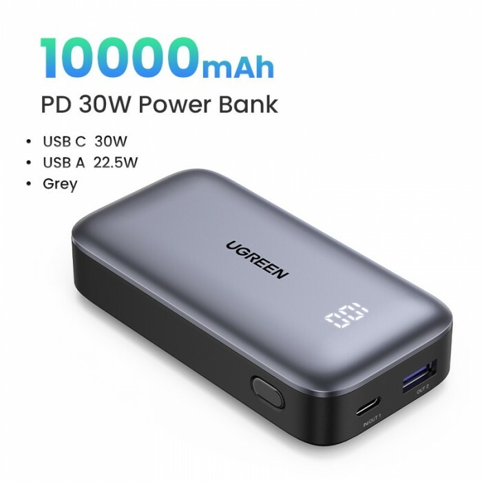 UGREEN - 25185 Nexode 10000MAH 2-Way Fast Charging 30W Power Bank (Grey)