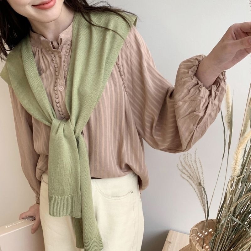 純色薄款針織小披肩