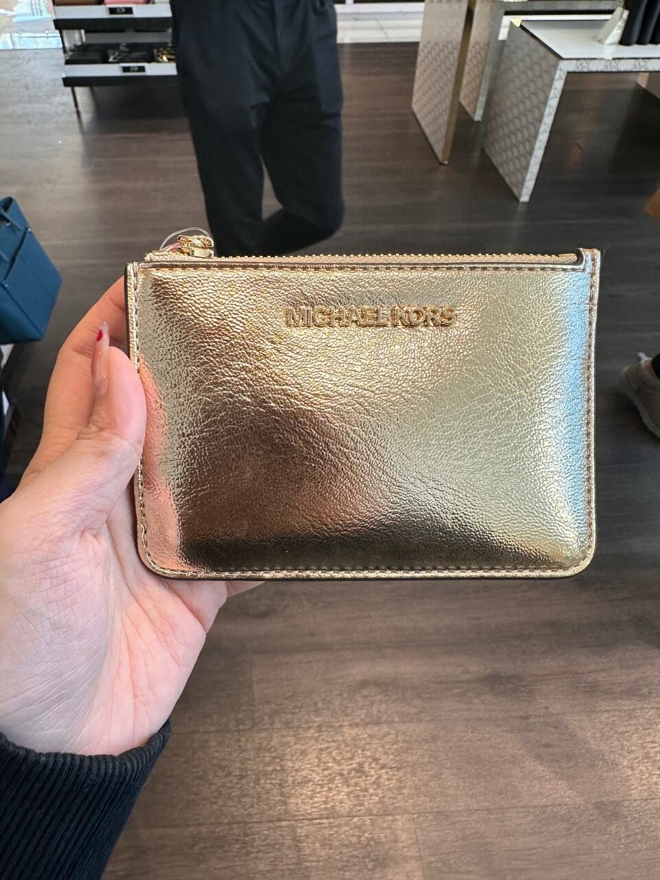 [S] MICHAEL KORS 35H3GTVP1M JET SET TRAVEL SM TZ COINPOUCH W ID,PALE GOLD, 196237275516 (SMK817)