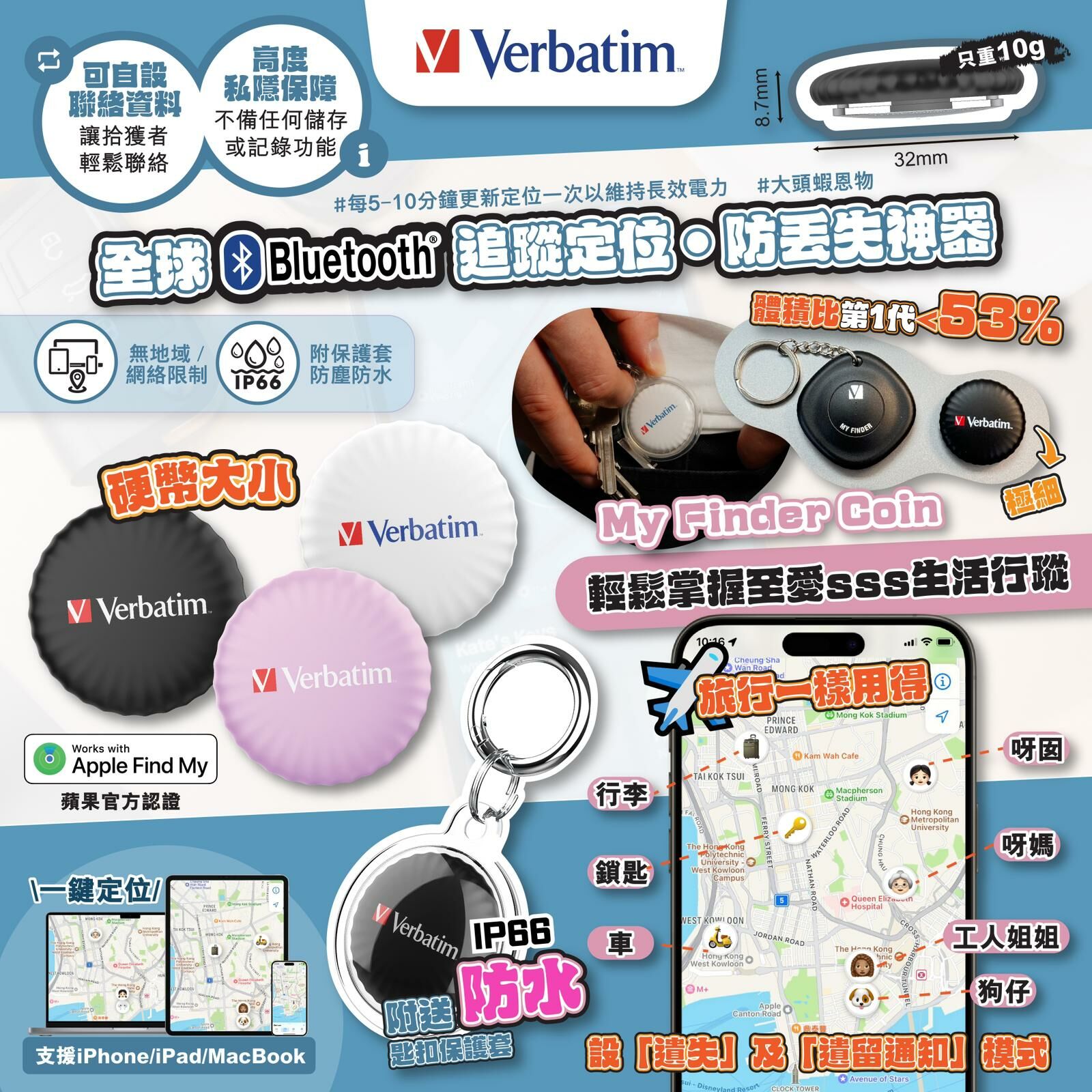 【現貨】A032101 Verbatim My Finder Coin 全球追蹤定位