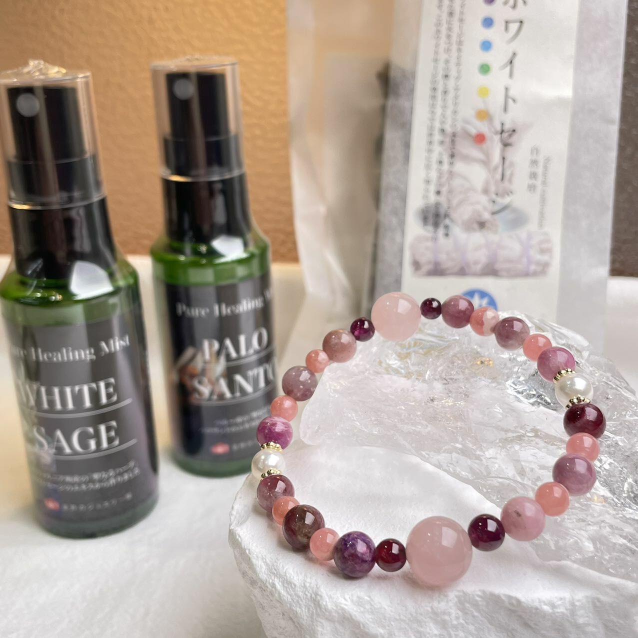 粉晶 石榴石 紫鋰雲母 珍珠 天然 水晶 日本 手作 禮物 2025新年 日本直郵
