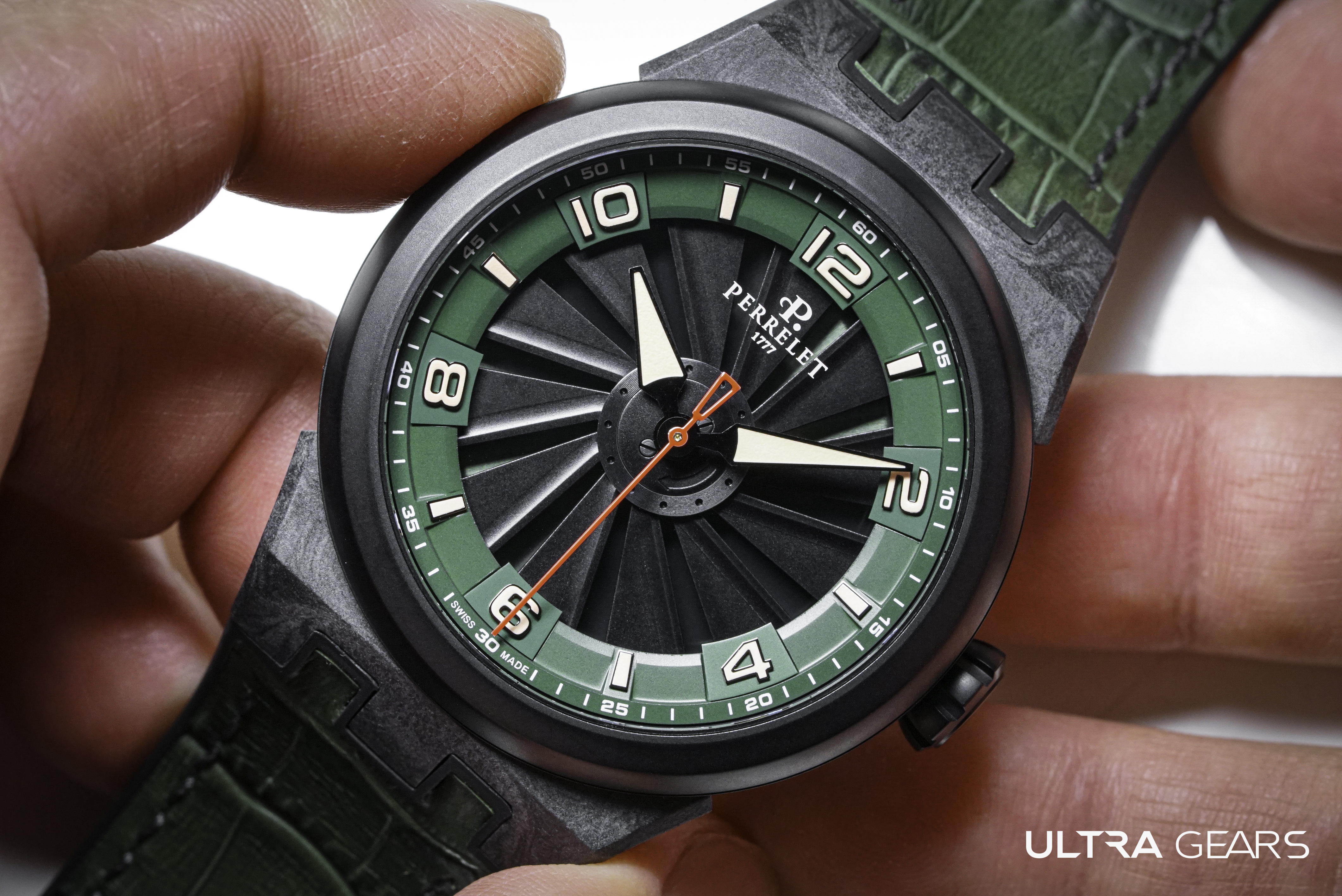 PERRELET 沛力錶_旋風系列 ｜森林綠旋風碳纖維腕錶