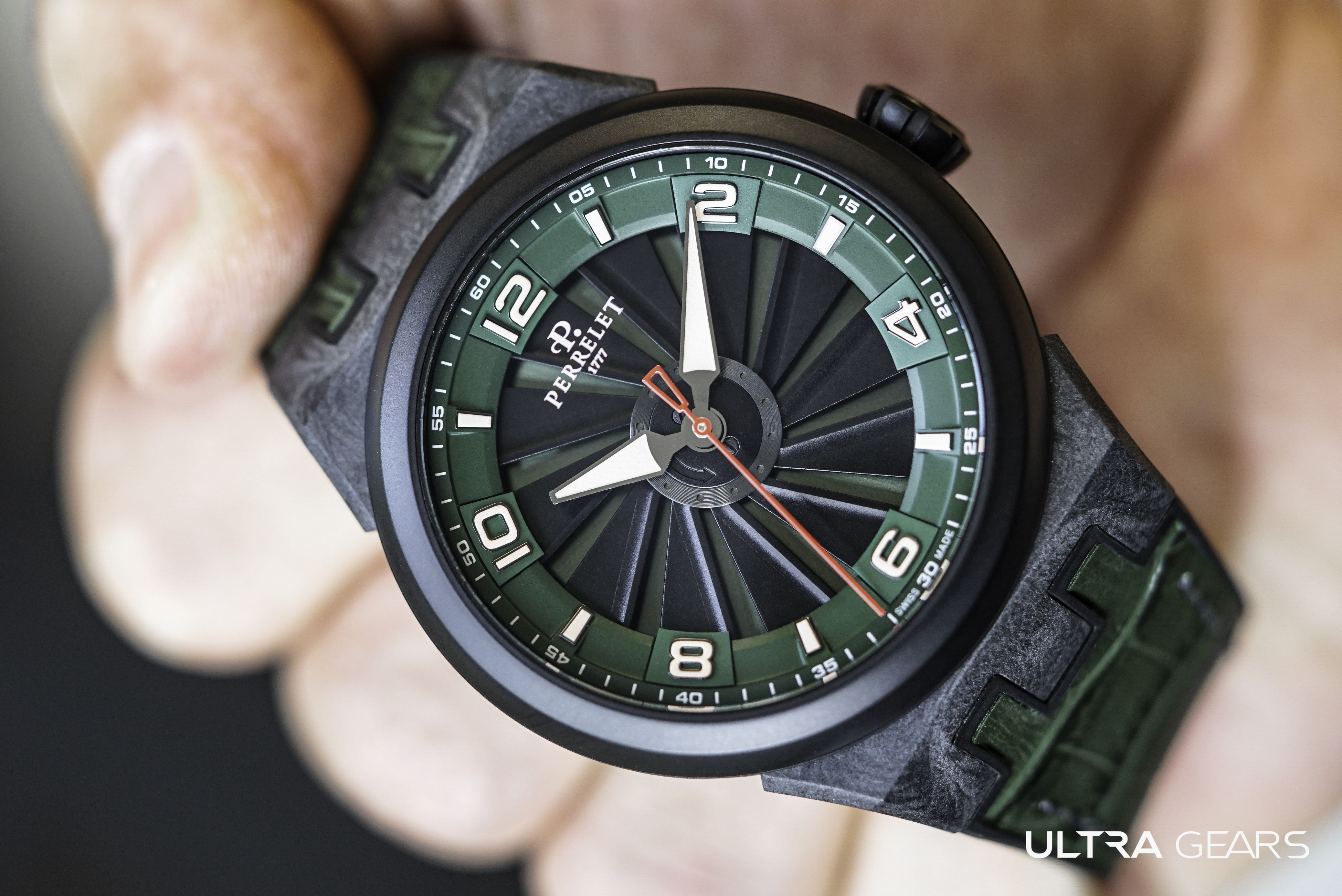 PERRELET 沛力錶_旋風系列 ｜森林綠旋風碳纖維腕錶