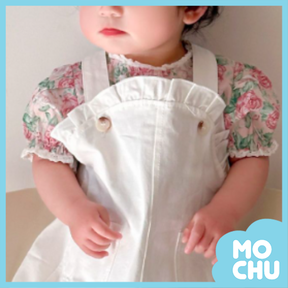 小碎花蕾絲邊澎袖上衣(二色）