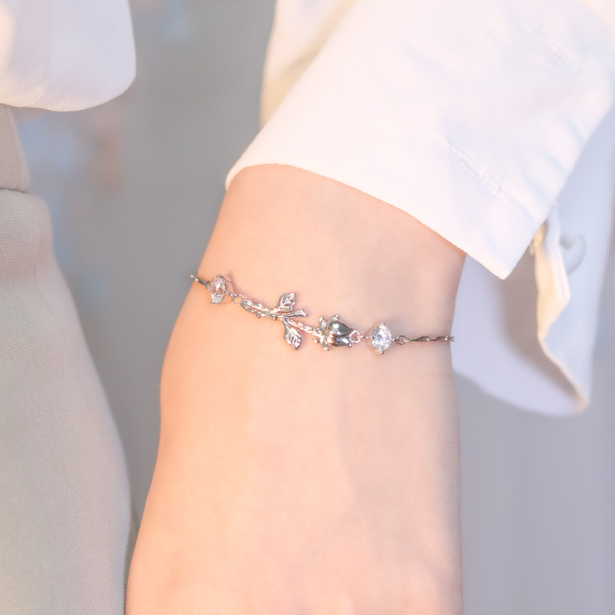| 925 Silver・White Gold | Rose Blooming Bracelet | BR1024 |