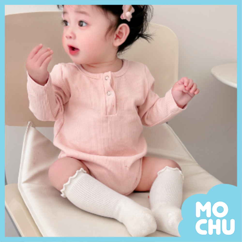 純色雙釦長袖包屁衣(三色）