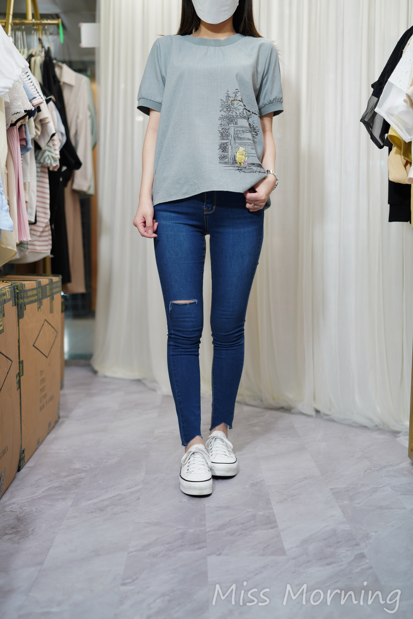 高質麻料圖案款上衣(13783)