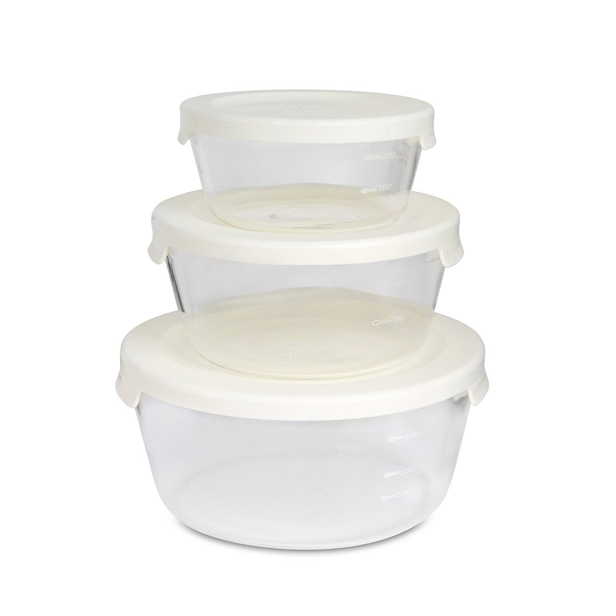 日本HARIO 3件裝 圓形微波爐盒 -MST-3018OW