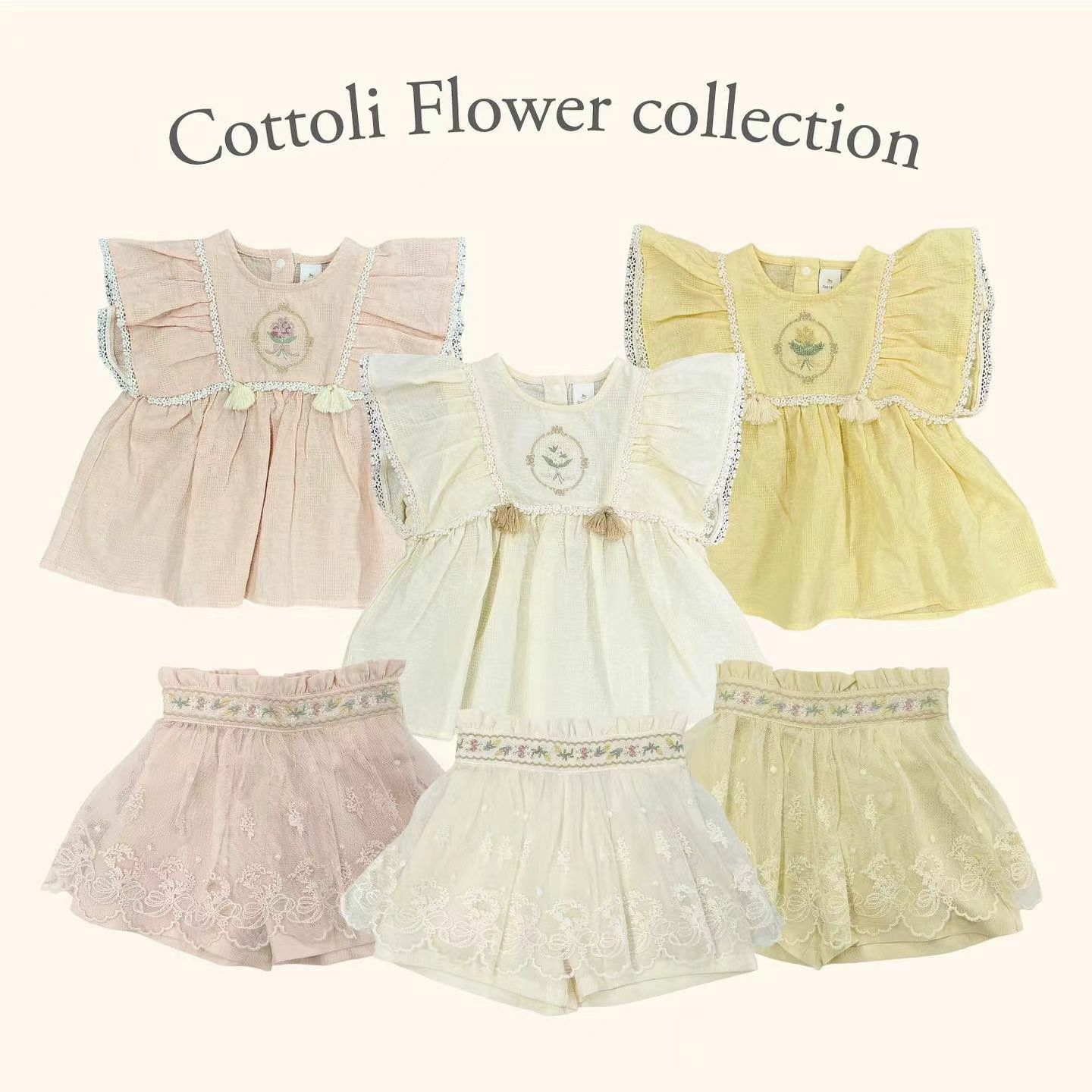 日單 小木馬女寶分體刺繡蕾絲套裝