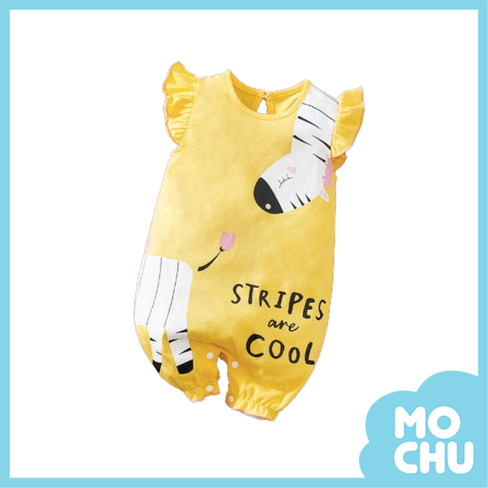 拼接斑馬飛袖連身衣