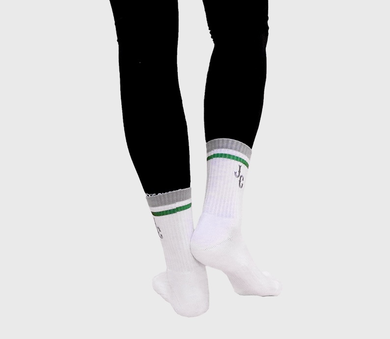 JC白色灰字圓襪