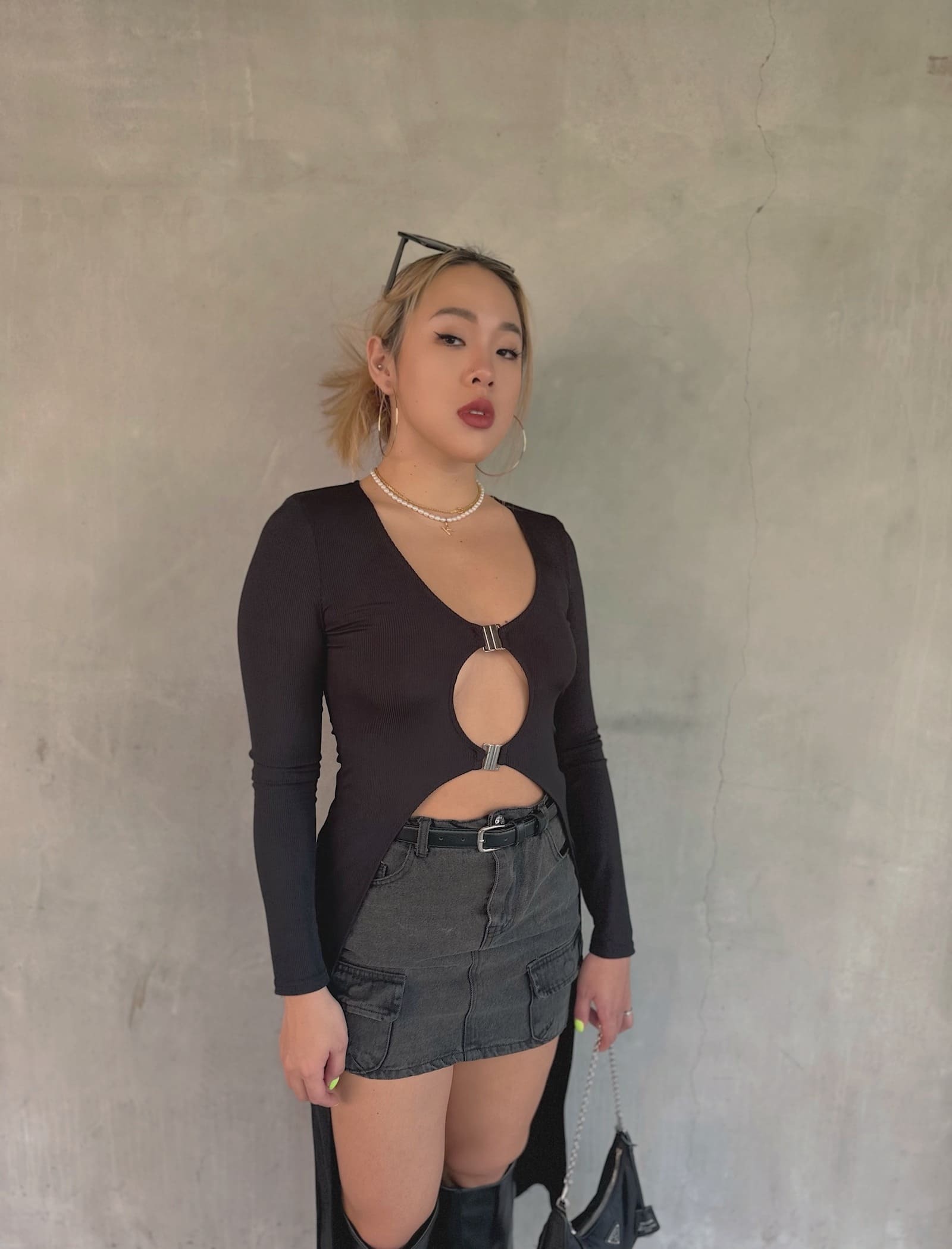 水洗灰牛仔工裝裙