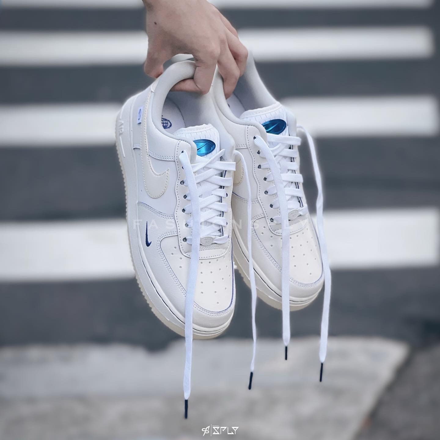 Nike Air Force 1 White Blue 藍白 標籤 拼接 FB1839-111