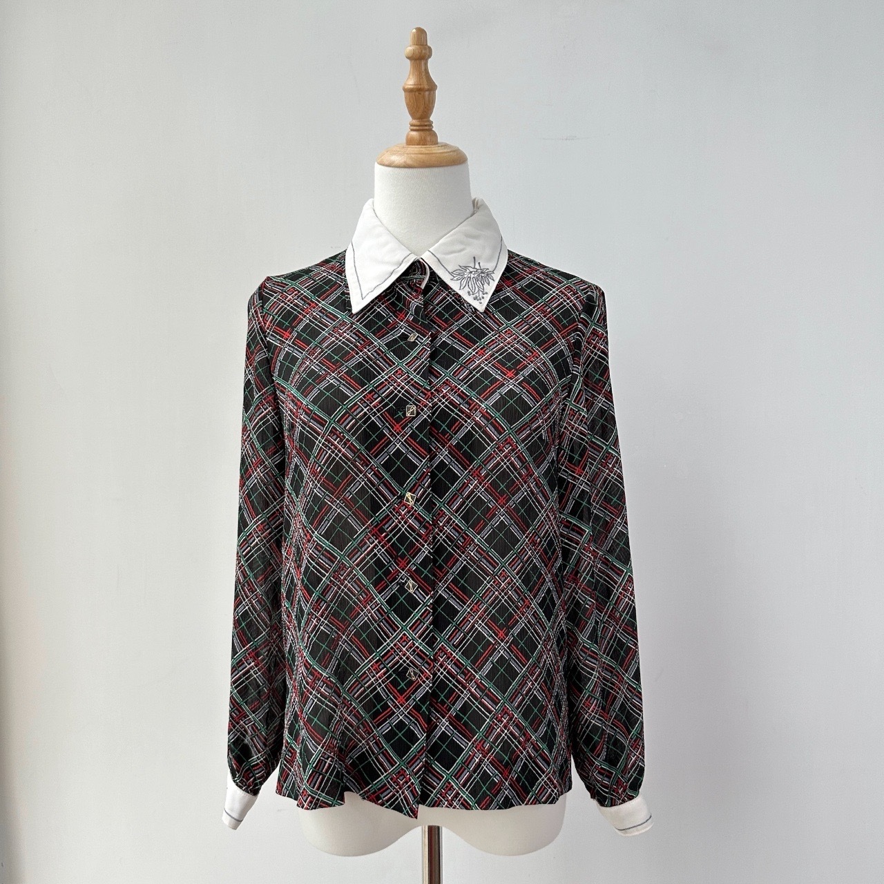 黑色英倫風格紋古著上衣