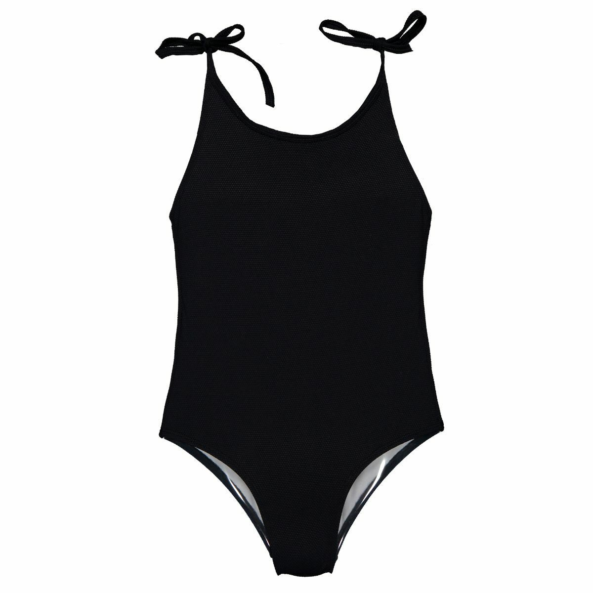 〖 Paper Boat 〗黑色線條綁帶一件式泳衣