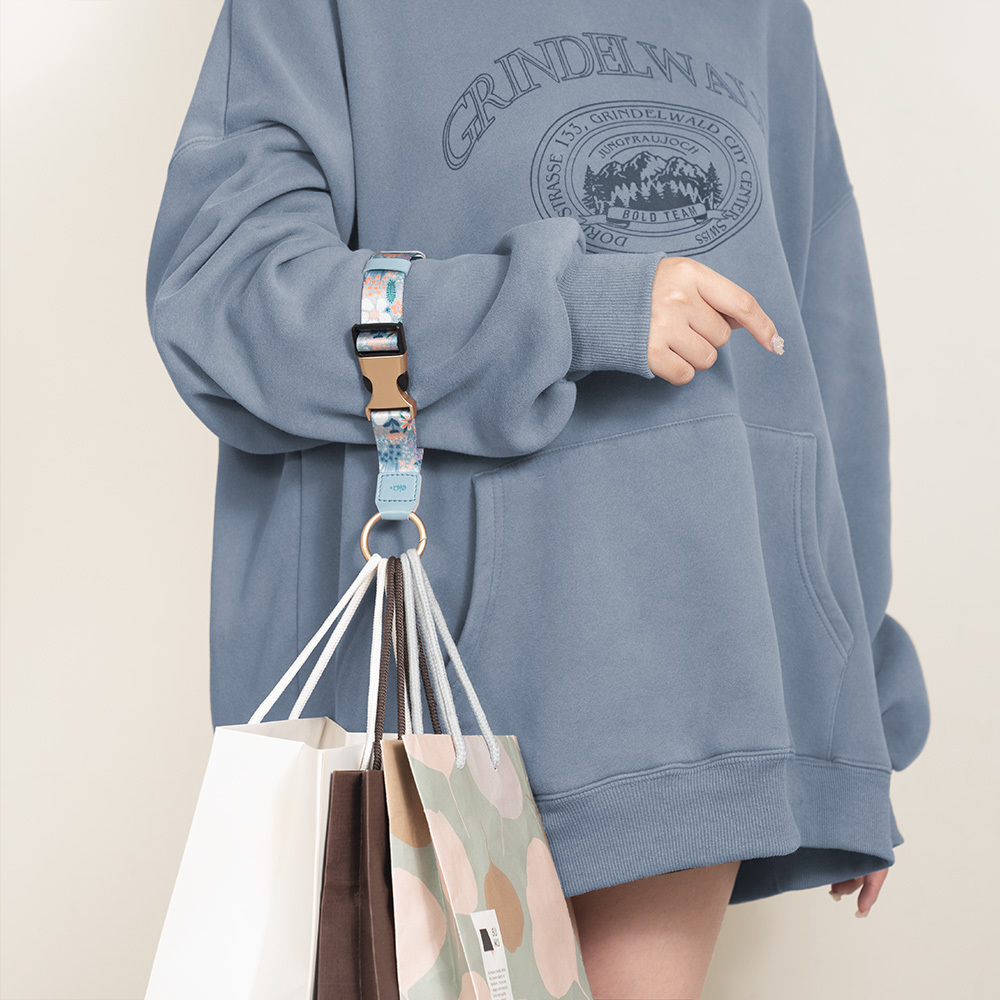 【限定組合✨】水藍花舞(行李織帶掛環+造型行李束帶)