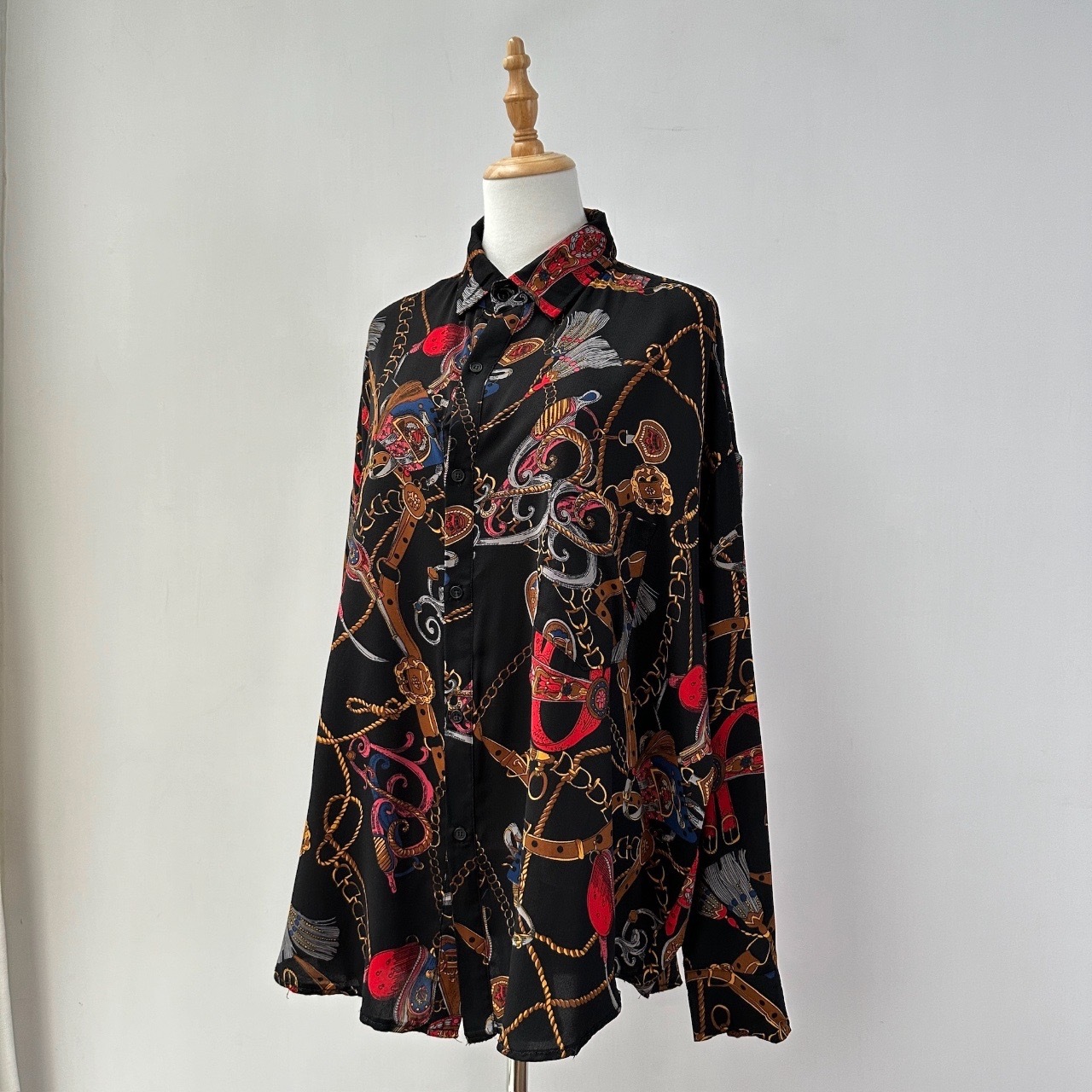 黑色型格巴洛克風古著上衣