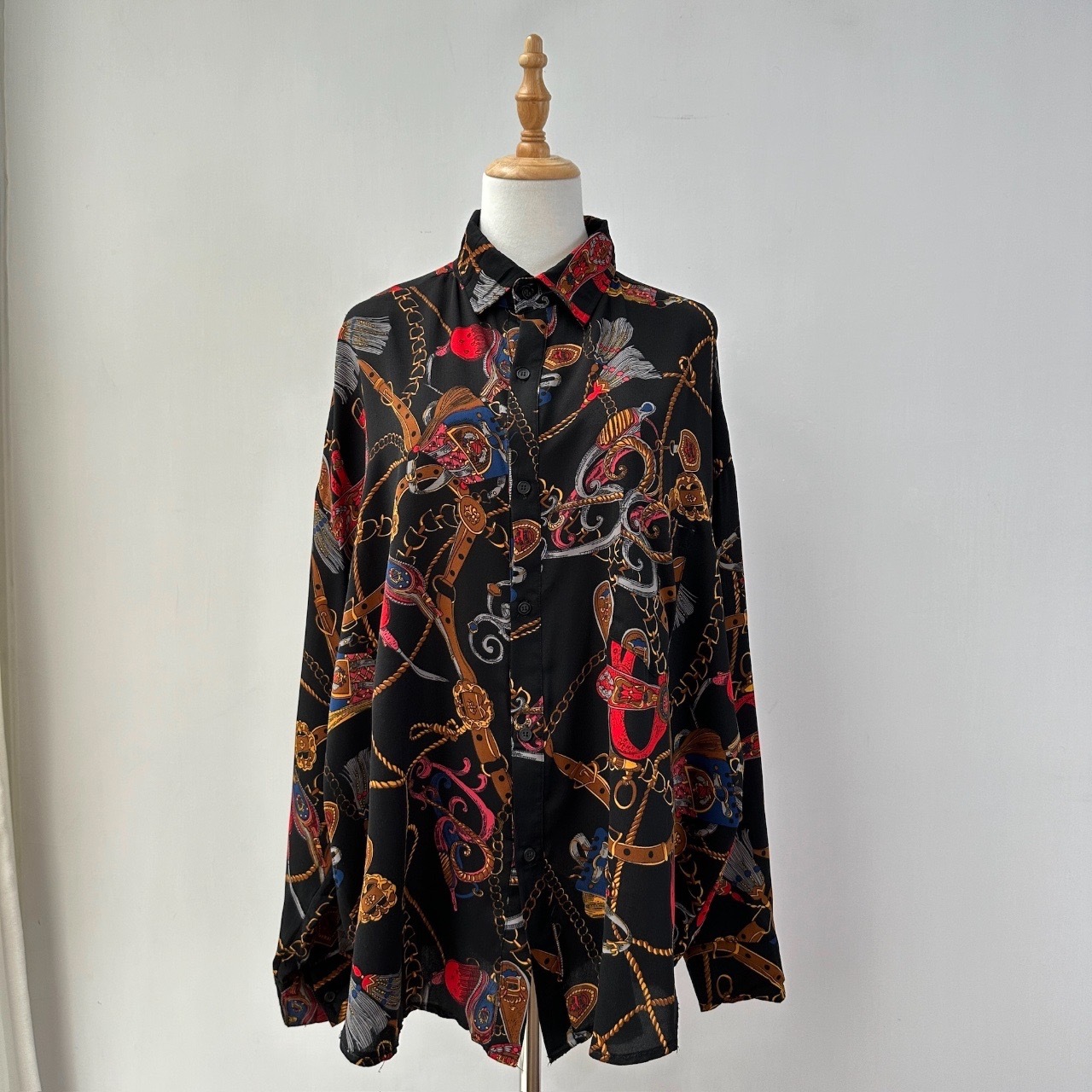 黑色型格巴洛克風古著上衣