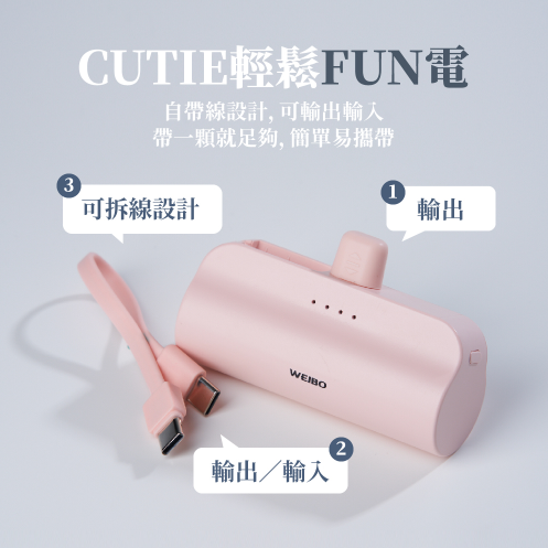 【WEIBO】 Cutie 放口袋行動電源 PB-C01/PB-C02