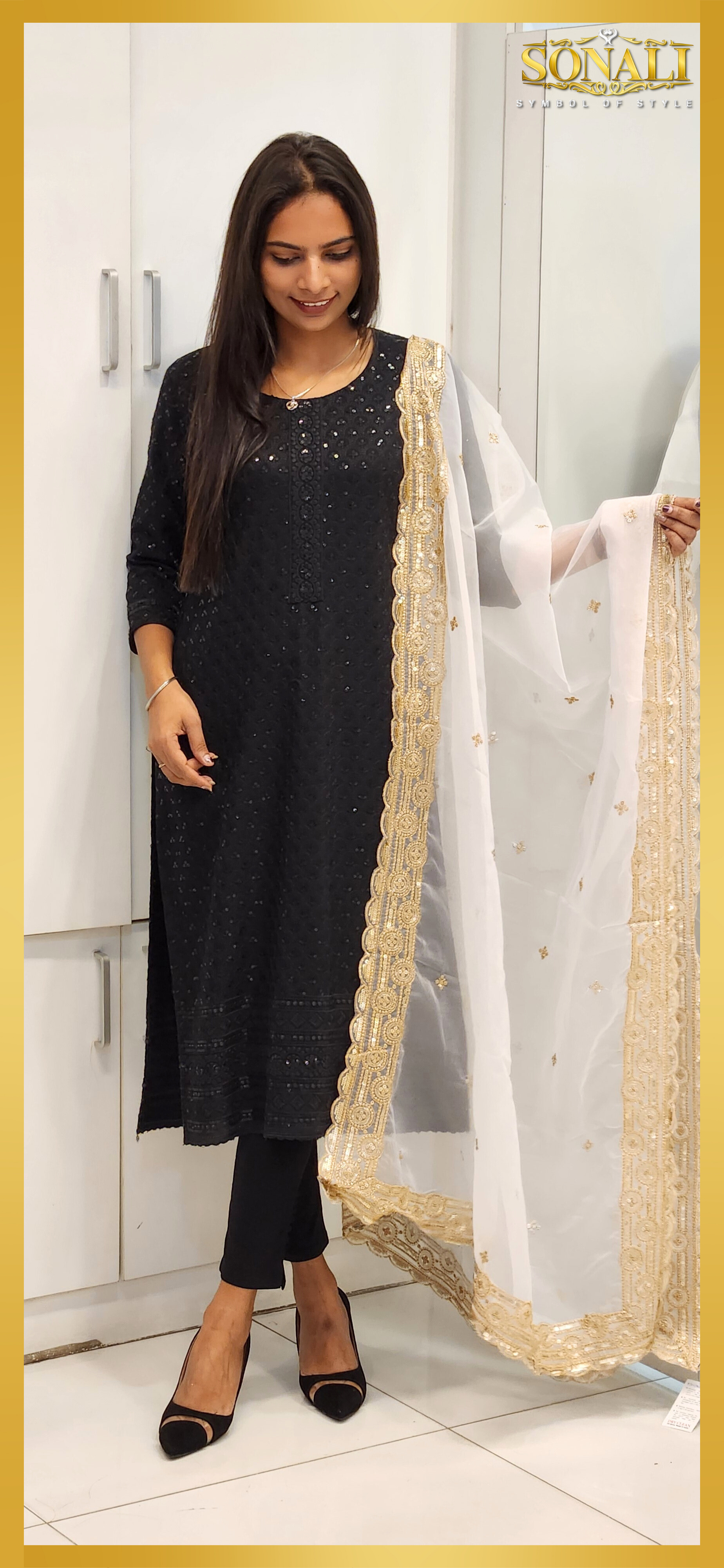 Sonali Premier Quality Women's Dupattas Border Embroidery Dupattas