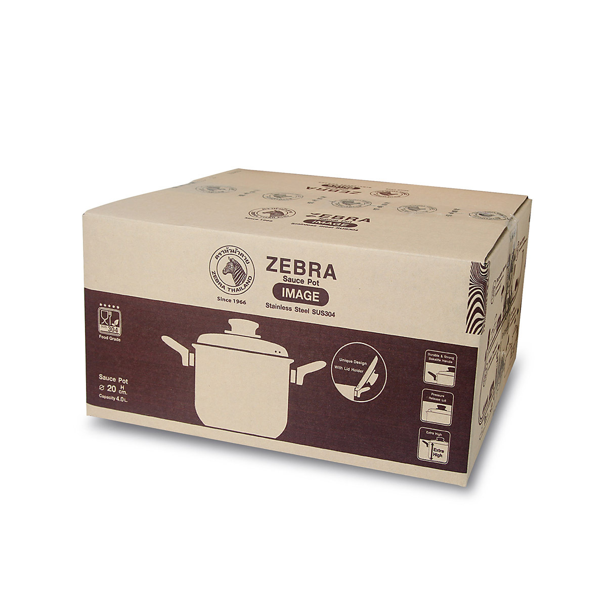 泰國斑馬牌IMAGE 20cm 4L不銹鋼雙耳湯煲 -160-3-92