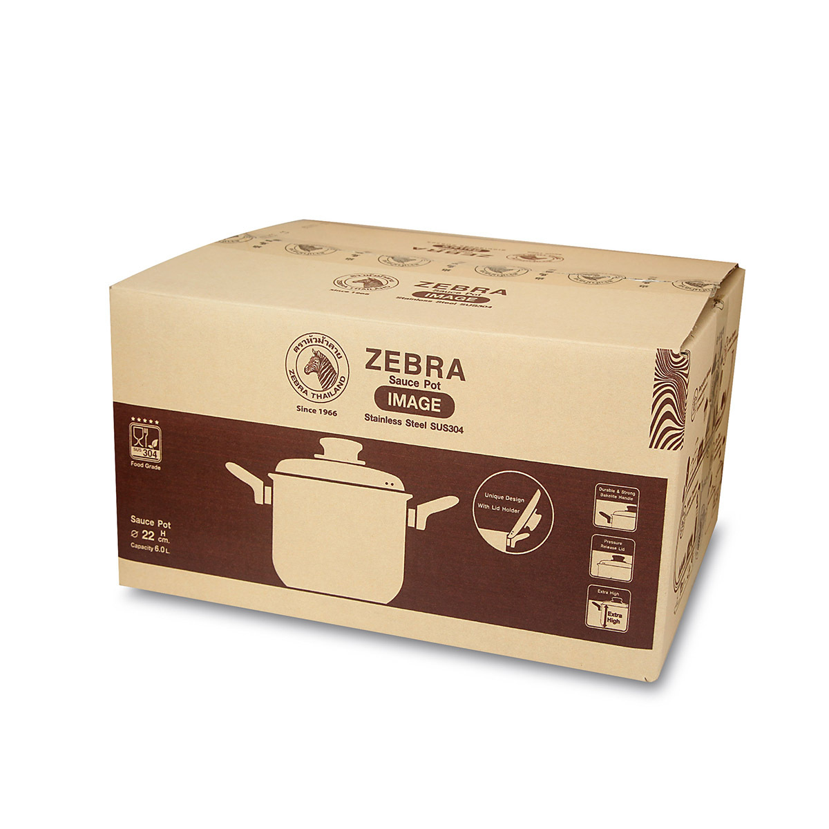 泰國斑馬牌IMAGE 22cm 6L不銹鋼雙柄湯煲 -160-3-93