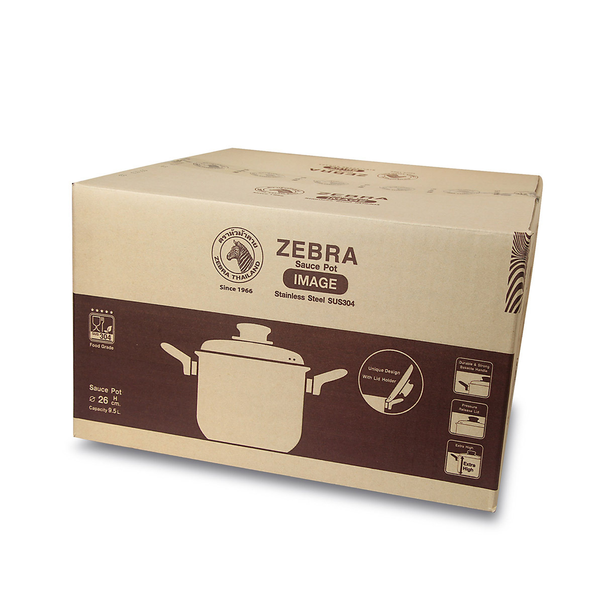 泰國斑馬牌IMAGE 26cm 9.5L不銹鋼雙柄湯煲 -160-3-95