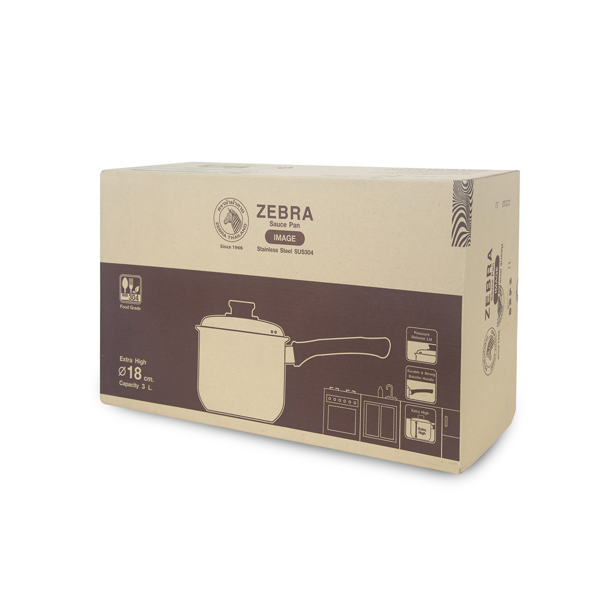 泰國斑馬牌IMAGE 18cm 3L不銹鋼單柄煲 -166-3-05