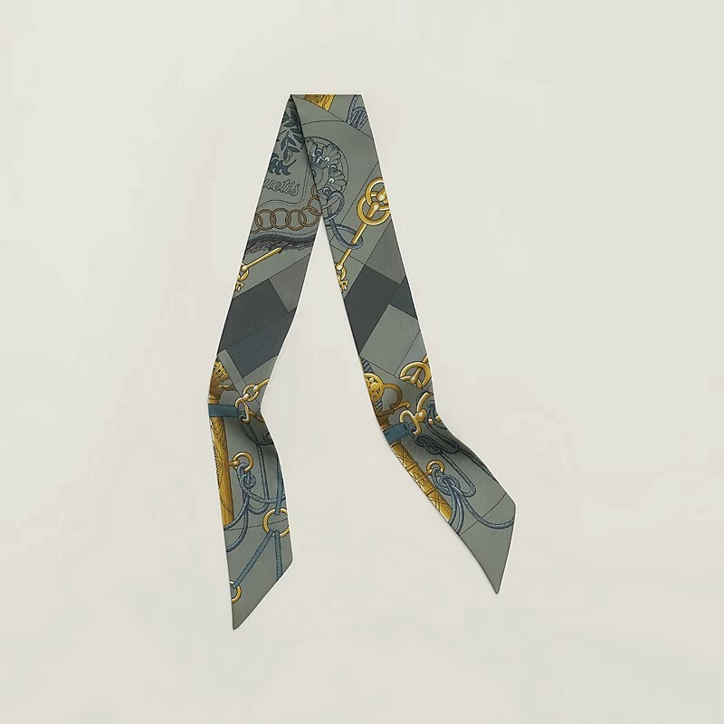 HERMES Cliquetis Twilly Vert De Gris / Anthracite / Doré