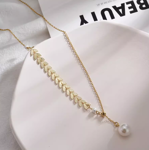 Elegant Golden Wheat Pearl Dainty Necklace