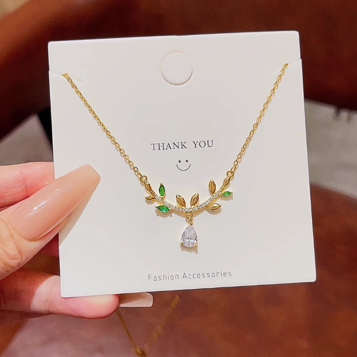 Mori Antler Emerald Dainty Necklace