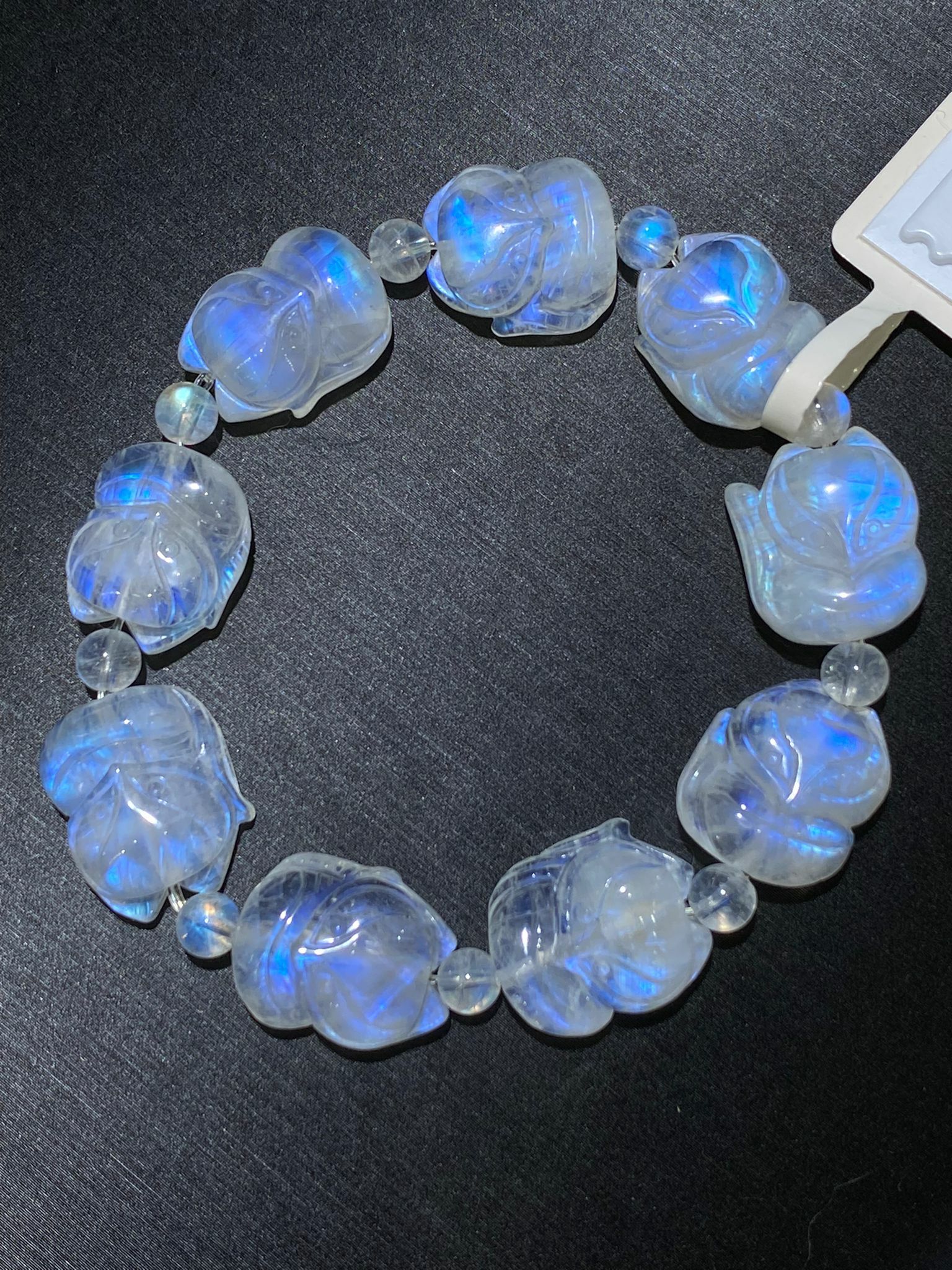 印度藍光月亮石小狐手串(D)