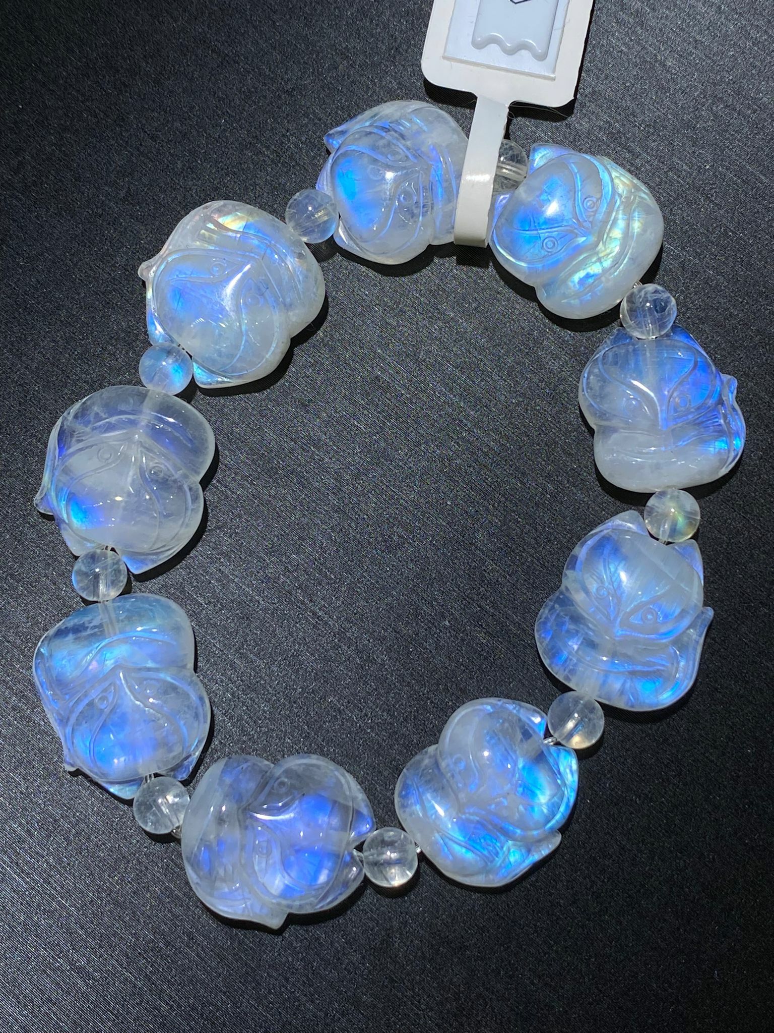 印度藍光月亮石小狐手串(F)