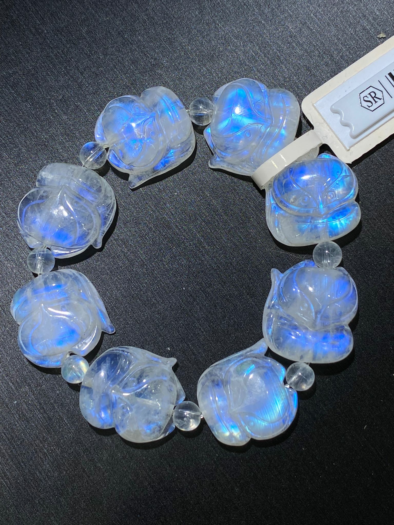 印度藍光月亮石小狐手串(H)